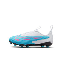 Nike Phantom GX Academy Gras / Kunstgras Voetbalschoenen (MG) Kids Wit Felblauw Felroze