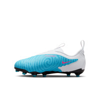 Nike Phantom GX Academy Gras / Kunstgras Voetbalschoenen (MG) Kids Wit Felblauw Felroze