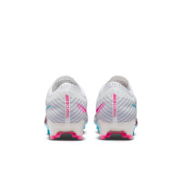Nike Zoom Mercurial Vapor 15 Elite Gazon Naturel Chaussures de Foot (FG) Blanc Bleu Vif Rose Vif