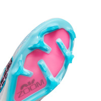 Nike Zoom Mercurial Vapor 15 Elite Gazon Naturel Chaussures de Foot (FG) Blanc Bleu Vif Rose Vif