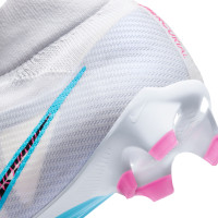 Nike Zoom Mercurial Superfly 9 Pro Gazon Naturel Chaussures de Football (FG) Blanc Bleu Vif Rose Vif