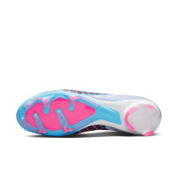 Nike Zoom Mercurial Vapor 15 Pro Gazon Naturel Chaussures de Foot (FG) Blanc Bleu Vif Rose Vif