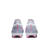 Nike Zoom Mercurial Vapor 15 Pro Gazon Naturel Chaussures de Foot (FG) Blanc Bleu Vif Rose Vif