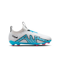 Nike Zoom Mercurial Vapor 15 Academy Gras / Kunstgras Voetbalschoenen (MG) Kids Wit Felblauw Felroze
