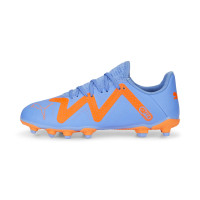 PUMA Future Play Gazon Naturel Gazon Artificiel Chaussures de Foot (MG) Enfants Bleu Orange Blanc