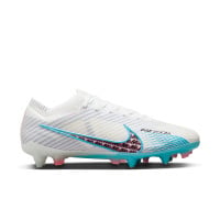 Nike Zoom Mercurial Vapor 15 Elite Crampons Vissés Chaussures de Foot (SG) Anti-Clog Blanc Bleu Vif Rose Vif