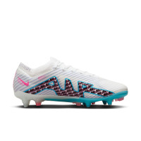 Nike Zoom Mercurial Vapor 15 Elite Crampons Vissés Chaussures de Foot (SG) Anti-Clog Blanc Bleu Vif Rose Vif