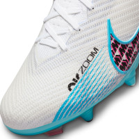 Nike Zoom Mercurial Vapor 15 Elite Crampons Vissés Chaussures de Foot (SG) Anti-Clog Blanc Bleu Vif Rose Vif