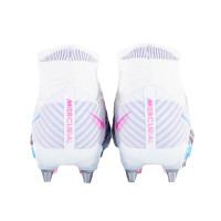 Nike Zoom Mercurial Superfly 9 Elite Crampons Vissés Chaussures de Foot (SG) Pro Player Blanc Bleu Vif Rose Vif