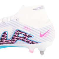 Nike Zoom Mercurial Superfly 9 Elite Crampons Vissés Chaussures de Foot (SG) Pro Player Blanc Bleu Vif Rose Vif