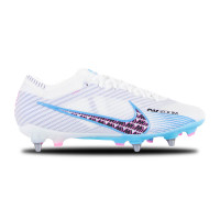 Nike Zoom Mercurial Vapor 15 Elite Crampons Vissés Chaussures de Foot (SG) Pro Player Blanc Bleu Vif Rose Vif