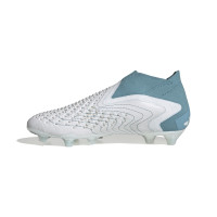 adidas Predator Accuracy+ Parley Sans Lacets Gazon Naturel Chaussures de Foot (FG) Blanc Bleu Clair