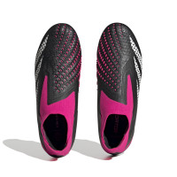 adidas Predator Accuracy+ Sans Lacets Gazon Naturel Chaussures de Foot (FG) Noir Blanc Rose