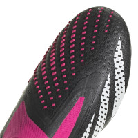 adidas Predator Accuracy+ Sans Lacets Gazon Naturel Chaussures de Foot (FG) Noir Blanc Rose