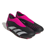 adidas Predator Accuracy.3 Veterloze Gras Voetbalschoenen (FG) Zwart Wit Roze