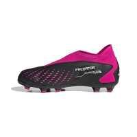 adidas Predator Accuracy.3 Veterloze Gras Voetbalschoenen (FG) Kids Zwart Wit Roze