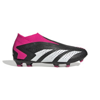 adidas Predator Accuracy+ Veterloze Gras Voetbalschoenen (FG) Kids Zwart Wit Roze