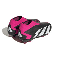 adidas Predator Accuracy+ Sans Lacets Gazon Naturel Chaussures de Foot (FG) Enfants Noir Blanc Rose