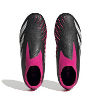 adidas Predator Accuracy+ Veterloze Gras Voetbalschoenen (FG) Kids Zwart Wit Roze