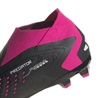 adidas Predator Accuracy+ Veterloze Gras Voetbalschoenen (FG) Kids Zwart Wit Roze