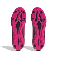 adidas X Speedportal.1 Gazon Naturel Chaussures de Foot (FG) Enfants Rose Noir Blanc