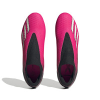 adidas X Speedportal.3 Sans Lacets Gazon Naturel Chaussures de Foot (FG) Rose Noir Blanc