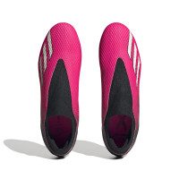 adidas X Speedportal.3 Veterloze Gras Voetbalschoenen (FG) Roze Zwart Wit