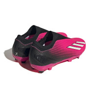 adidas X Speedportal.3 Veterloze Gras Voetbalschoenen (FG) Roze Zwart Wit