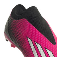 adidas X Speedportal.3 Veterloze Gras Voetbalschoenen (FG) Roze Zwart Wit