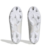 adidas Predator Accuracy+ Sans Lacets Gazon Naturel Chaussures de Foot (FG) Blanc Métallique