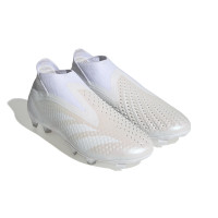 adidas Predator Accuracy+ Sans Lacets Gazon Naturel Chaussures de Foot (FG) Blanc Métallique