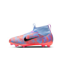 Nike Zoom Mercurial Superfly 9 Academy MDS Gazon Naturel Gazon Artificiel Chaussures de Foot (MG) Enfants Bleu Mauve Rose