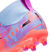 Nike Zoom Mercurial Superfly 9 Academy MDS Gazon Naturel Gazon Artificiel Chaussures de Foot (MG) Enfants Bleu Mauve Rose