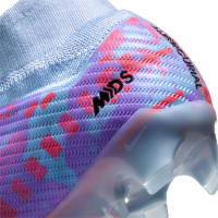 Nike Zoom Mercurial Superfly 9 Elite MDS Gazon Naturel Chaussures de Foot (FG) Bleu Mauve Rose