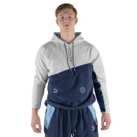 PUMA Italië FtblStatement Hoodie 2022-2024 Grijs Donkerblauw Lichtblauw