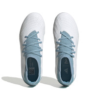 adidas Predator Accuracy.3 Parley Gazon Naturel Chaussures de Foot (FG) Enfants Blanc Bleu Clair