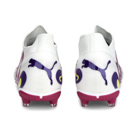PUMA Future Match Creativity Gazon Naturel Gazon Artificiel Chaussures de Foot (MG) Blanc Mauve Jaune