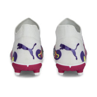 PUMA Future Match Creativity Gazon Naturel Gazon Artificiel Chaussures de Foot (MG) Enfants Blanc Mauve Jaune