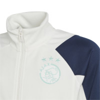 adidas Ajax Survêtement Full-Zip 2023-2024 Enfants Blanc Bleu Foncé Bleu Clair