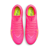 Nike Zoom Mercurial Superfly 9 Pro Gazon Naturel Chaussures de Foot (FG) Rose Vif Jaune Vert Clair