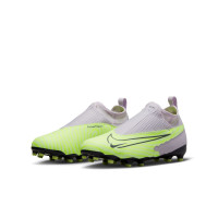 Nike Phantom GX Academy Dynamic Fit Gras / Kunstgras Voetbalschoenen (MG) Kids Wit Felgeel Zwart