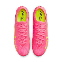 Nike Zoom Mercurial Vapor 15 Elite Gazon Naturel Chaussures de Foot (FG) Rose Vif Jaune Vert Clair