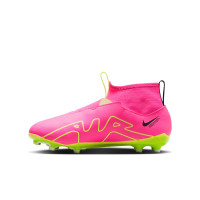 Nike Zoom Mercurial Superfly 9 Academy Veterloze Gras / Kunstgras Voetbalschoenen (MG) Kids Felroze Geel Lichtgroen