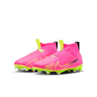 Nike Zoom Mercurial Superfly 9 Academy Veterloze Gras / Kunstgras Voetbalschoenen (MG) Kids Felroze Geel Lichtgroen