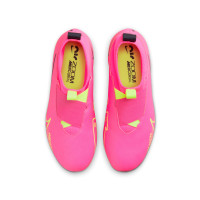 Nike Zoom Mercurial Superfly 9 Academy Sans Lacets Gazon Naturel Gazon Artificiel Chaussures de Foot (MG) Enfants Rose Vif Jaune