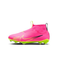 Nike Zoom Mercurial Superfly 9 Academy Veterloze Gras / Kunstgras Voetbalschoenen (MG) Kids Felroze Geel Lichtgroen