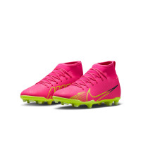 Nike Mercurial Superfly 9 Club Gras / Kunstgras Voetbalschoenen (MG) Kids Felroze Geel Lichtgroen