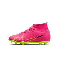 Nike Mercurial Superfly 9 Club Gras / Kunstgras Voetbalschoenen (MG) Kids Felroze Geel Lichtgroen