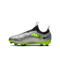 Nike Zoom Mercurial Vapor 15 Academy XXV Veterloze Gras / Kunstgras Voetbalschoenen (MG) Kids Zilver Felgeel Zwart