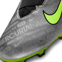 Nike Zoom Mercurial Vapor 15 Academy XXV Veterloze Gras / Kunstgras Voetbalschoenen (MG) Kids Zilver Felgeel Zwart